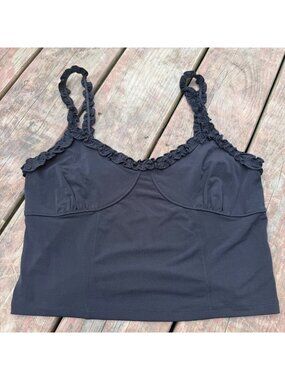Aéropostale Ruffled Black Crop Top Camisole